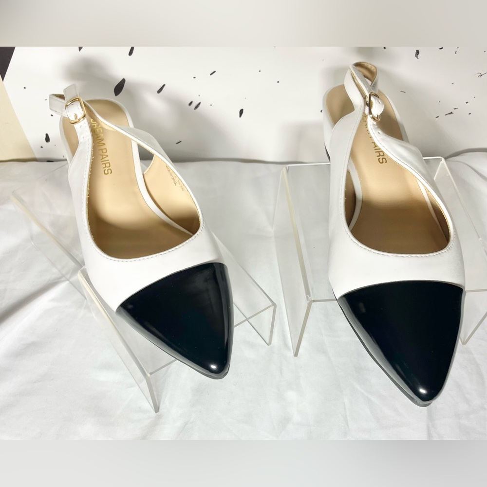 Sz 6.5 Dream Pairs Elegant Women's Slingback Shoes - Black and White - Picture 6 of 10